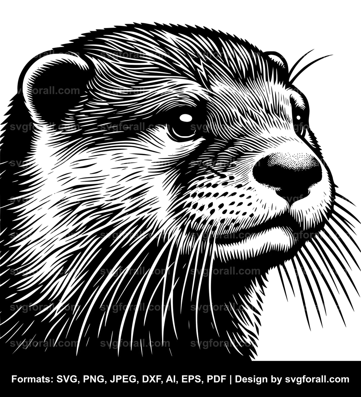 Otter Face Black SVG