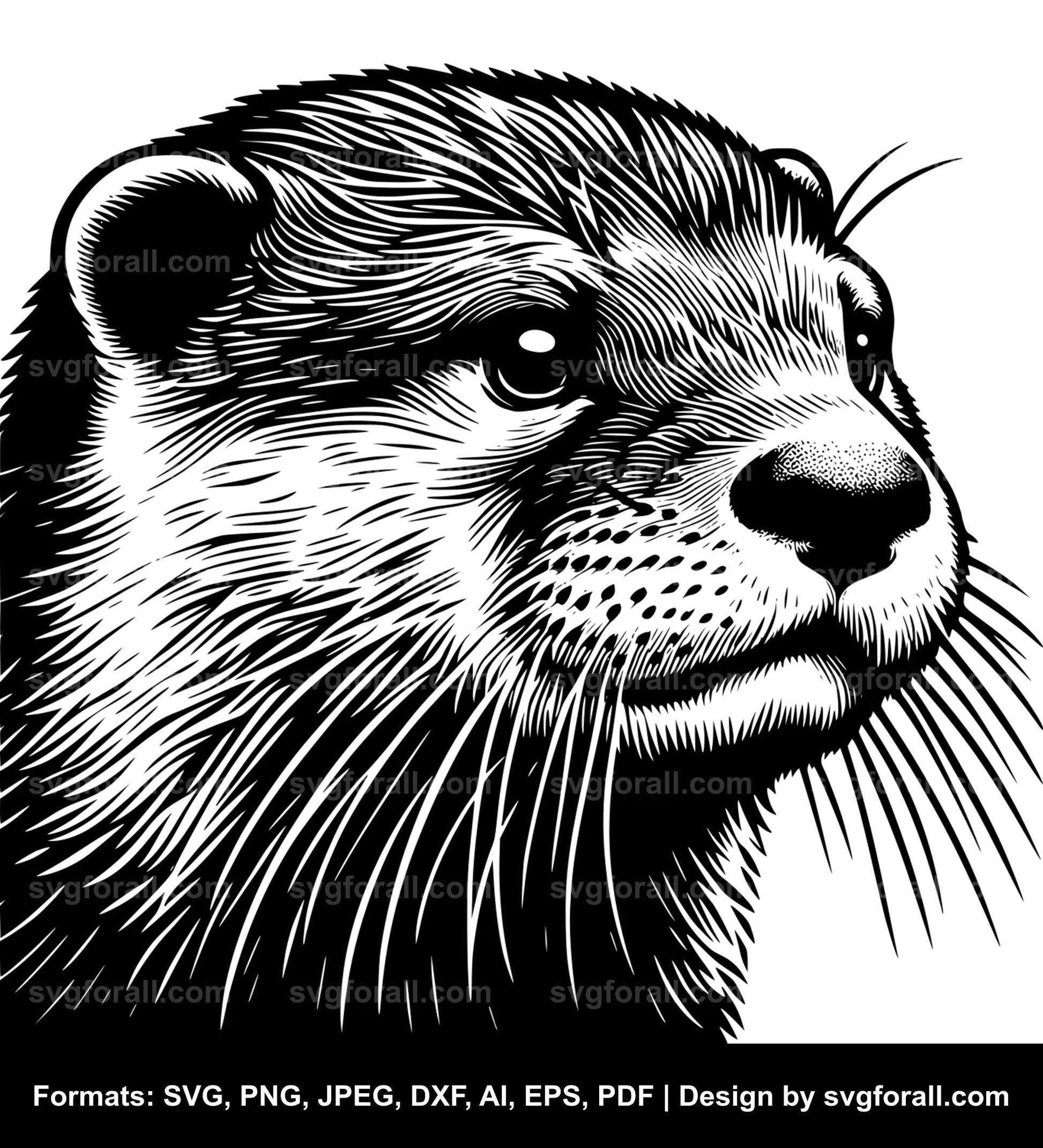 Otter Face Black SVG