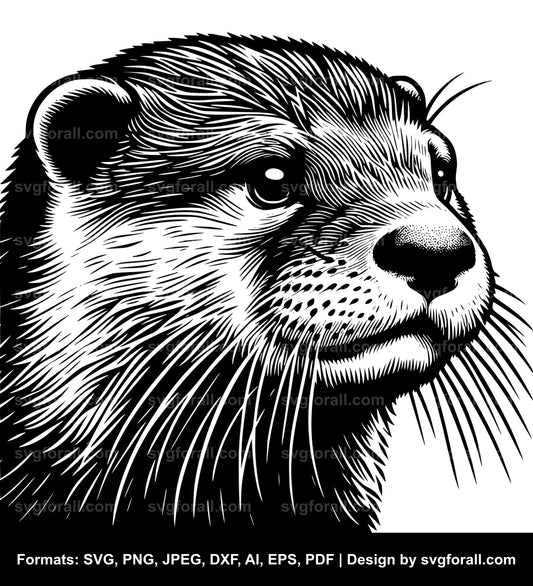 Otter Face Black SVG