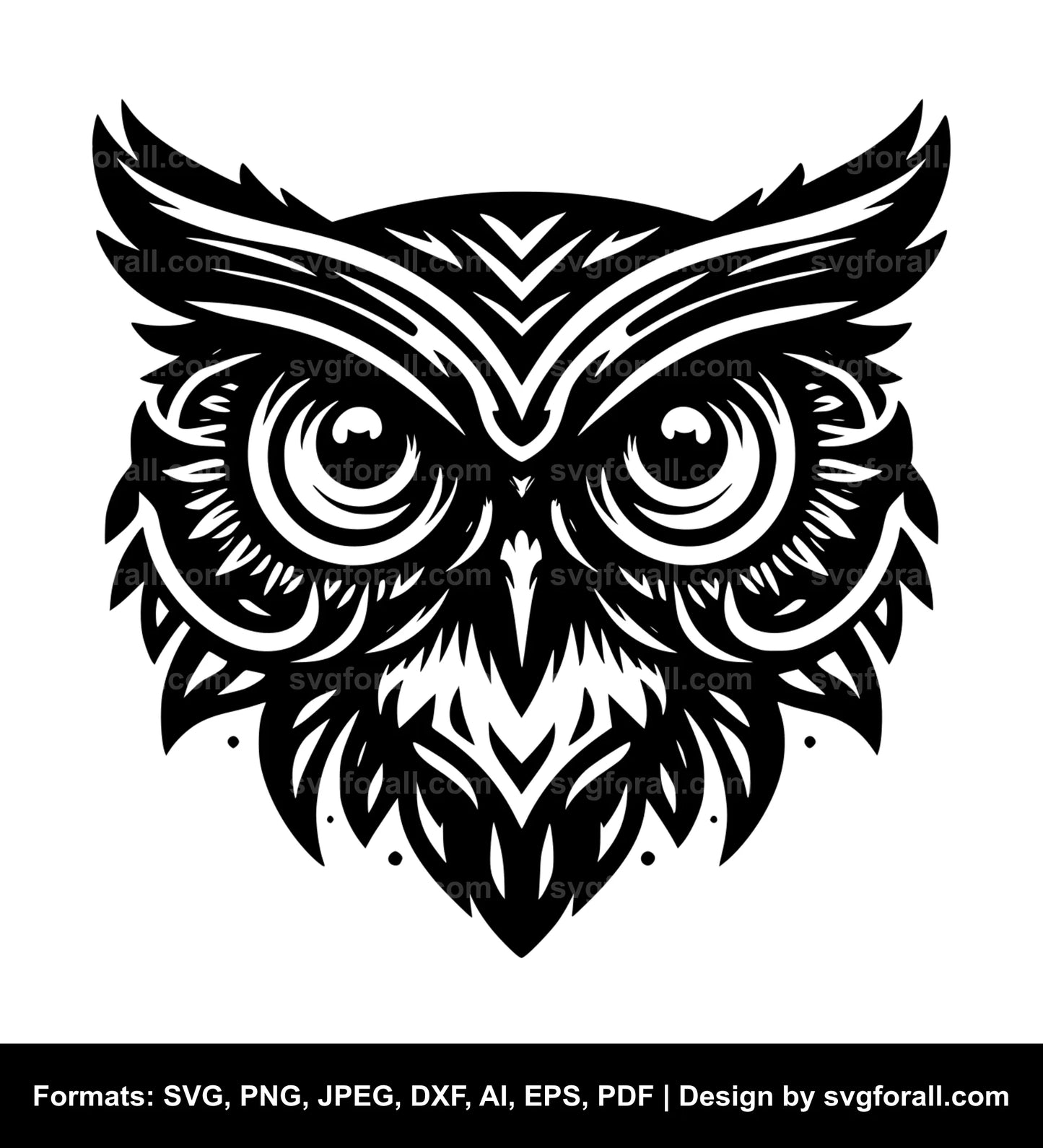 Owl Face Black SVG