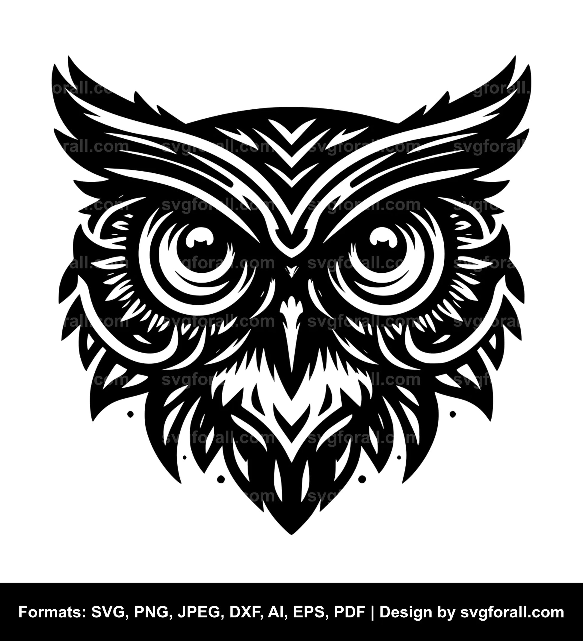 Owl Face Black SVG