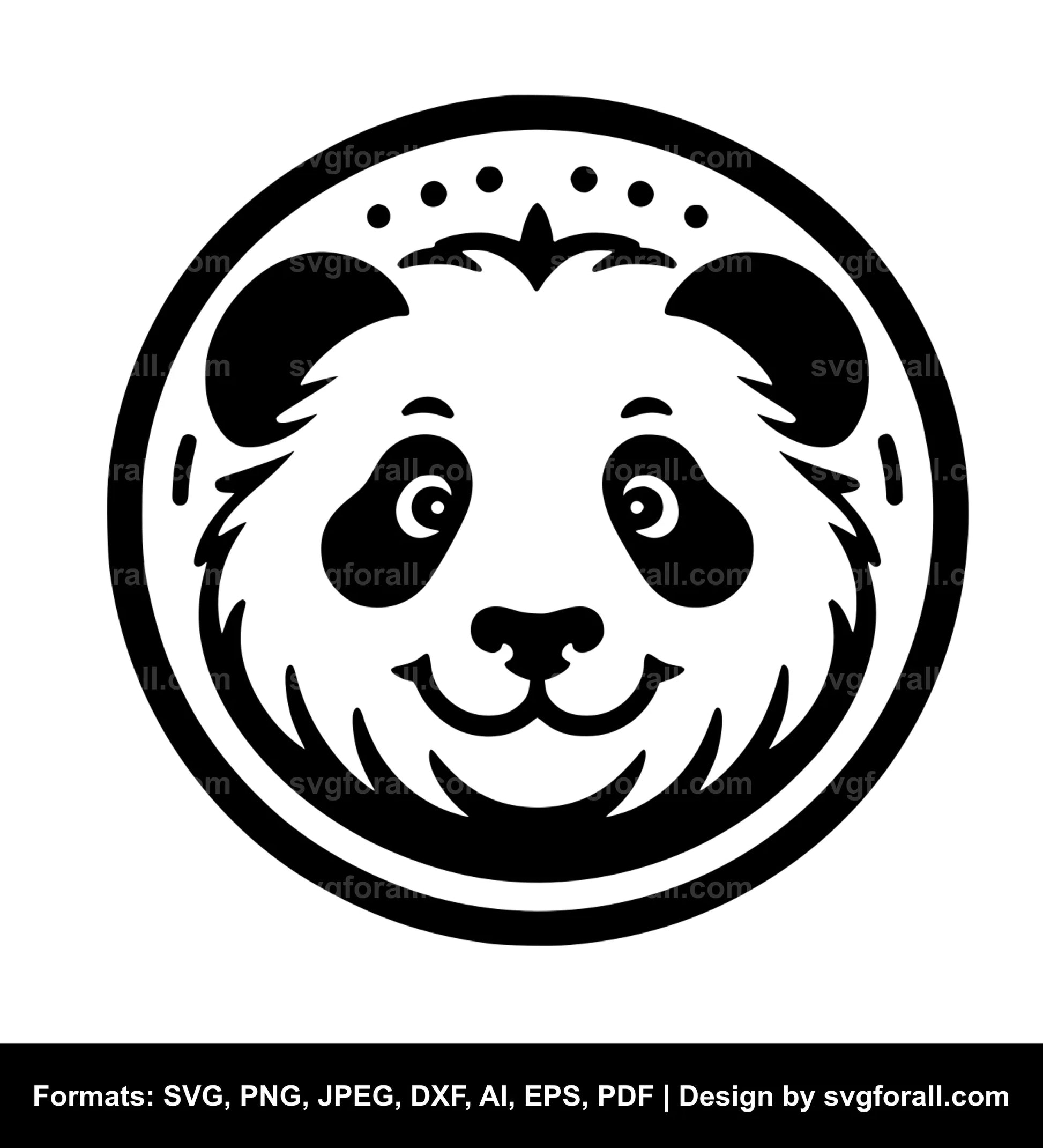 Panda Face Black SVG