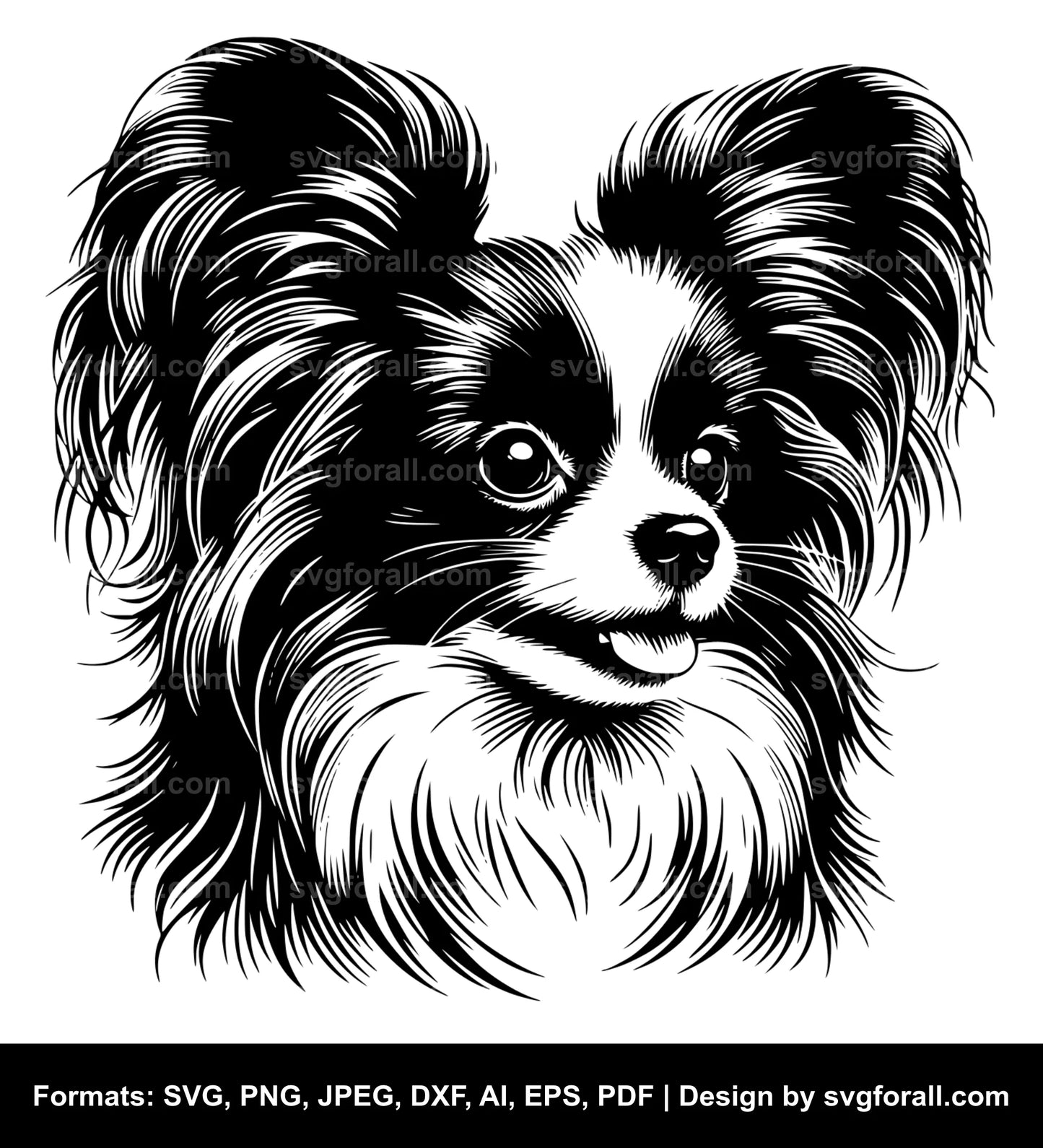 Papillon Dog Black SVG