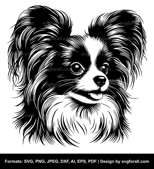 Papillon Dog Black SVG