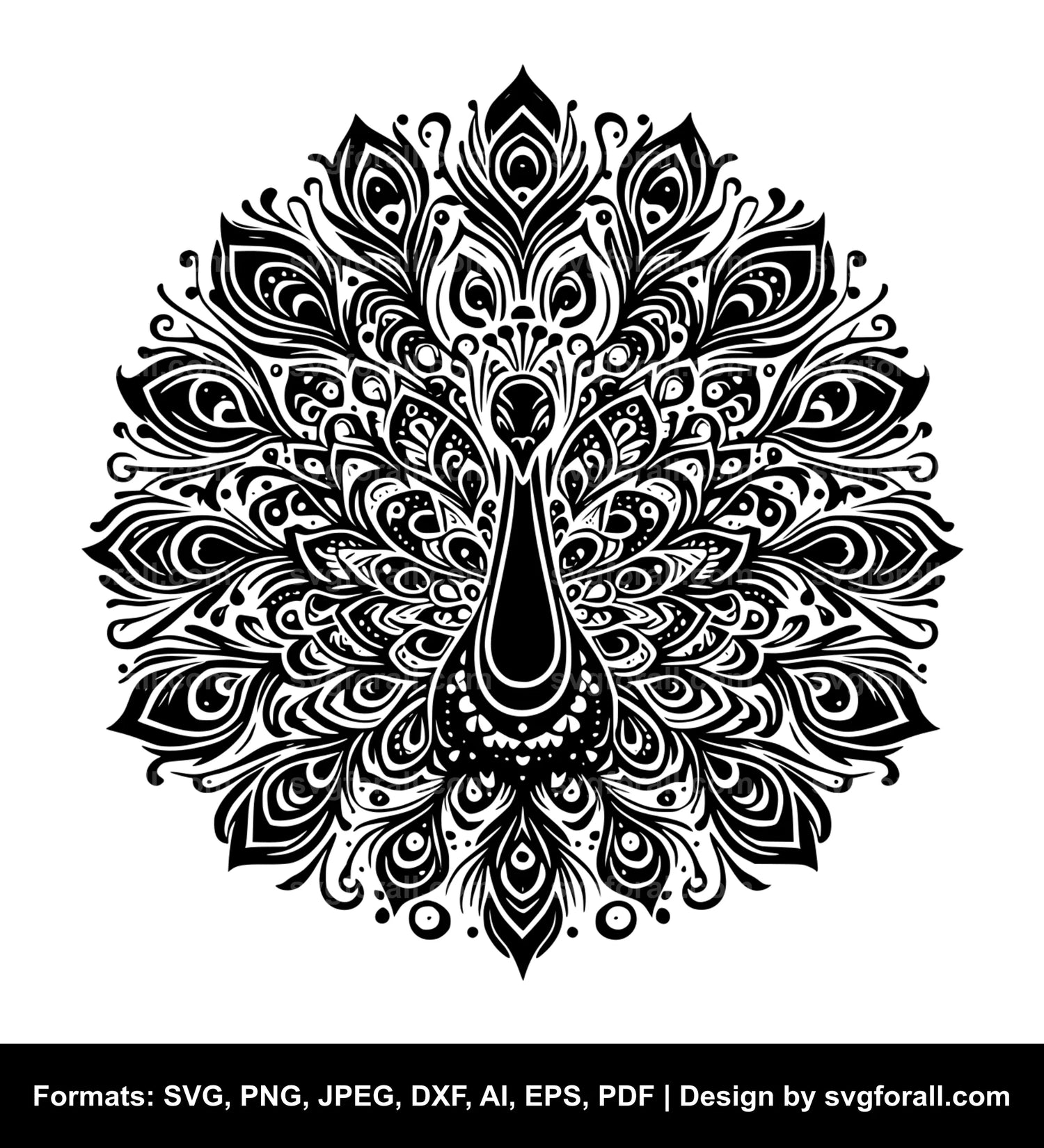 Peacock Black SVG PNG