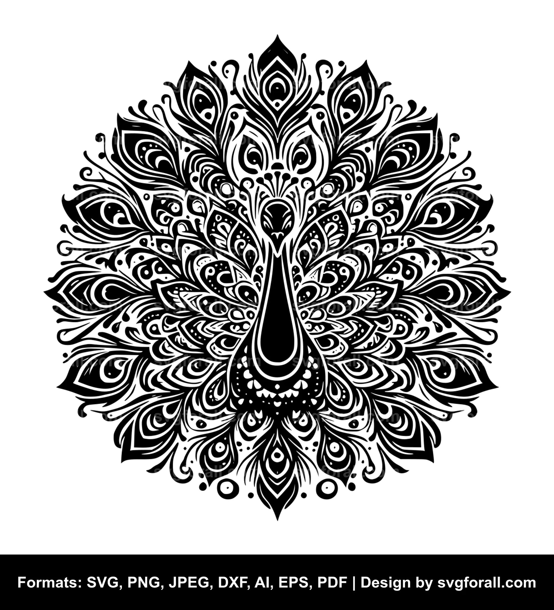 Peacock Black SVG PNG