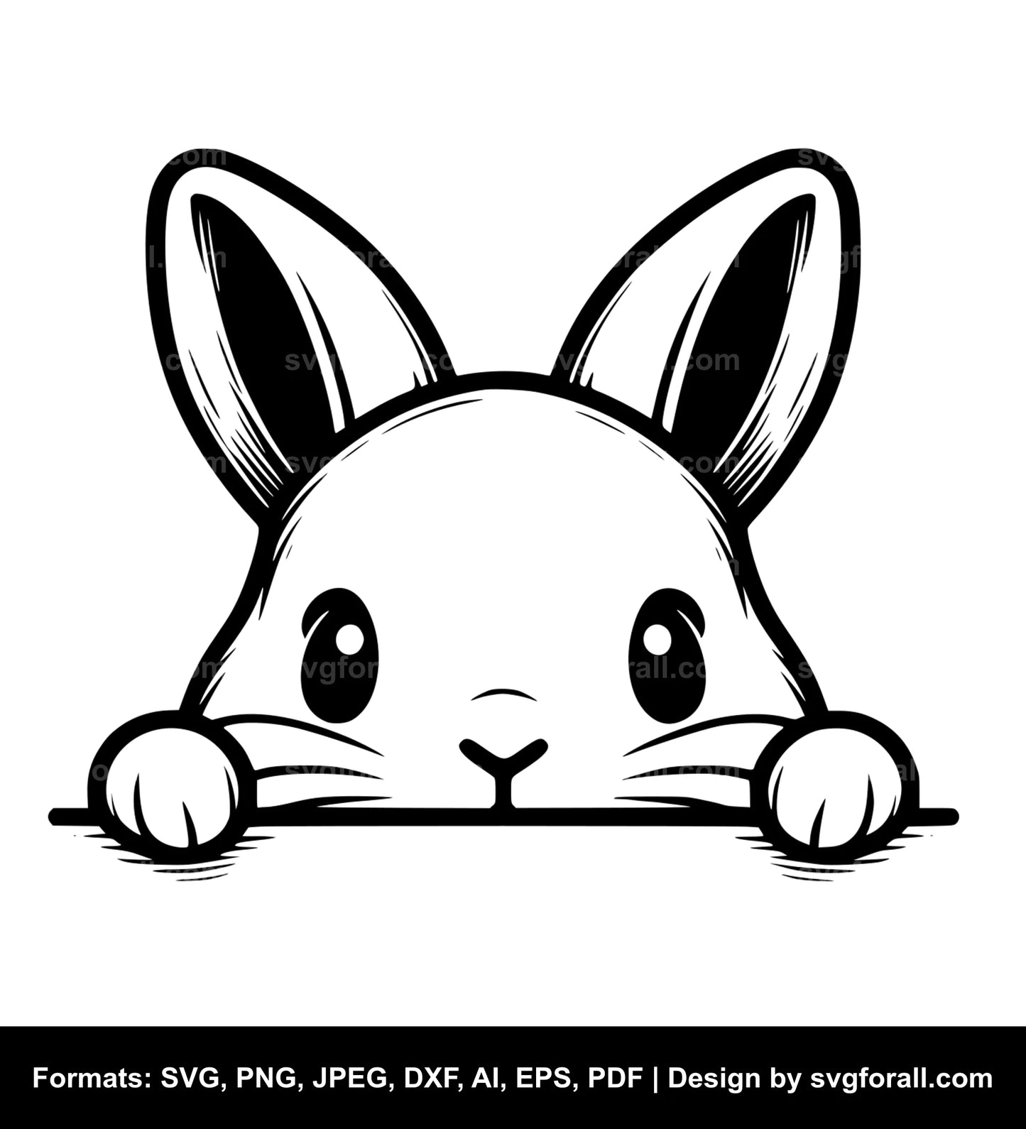 Peeking Bunny Black SVG