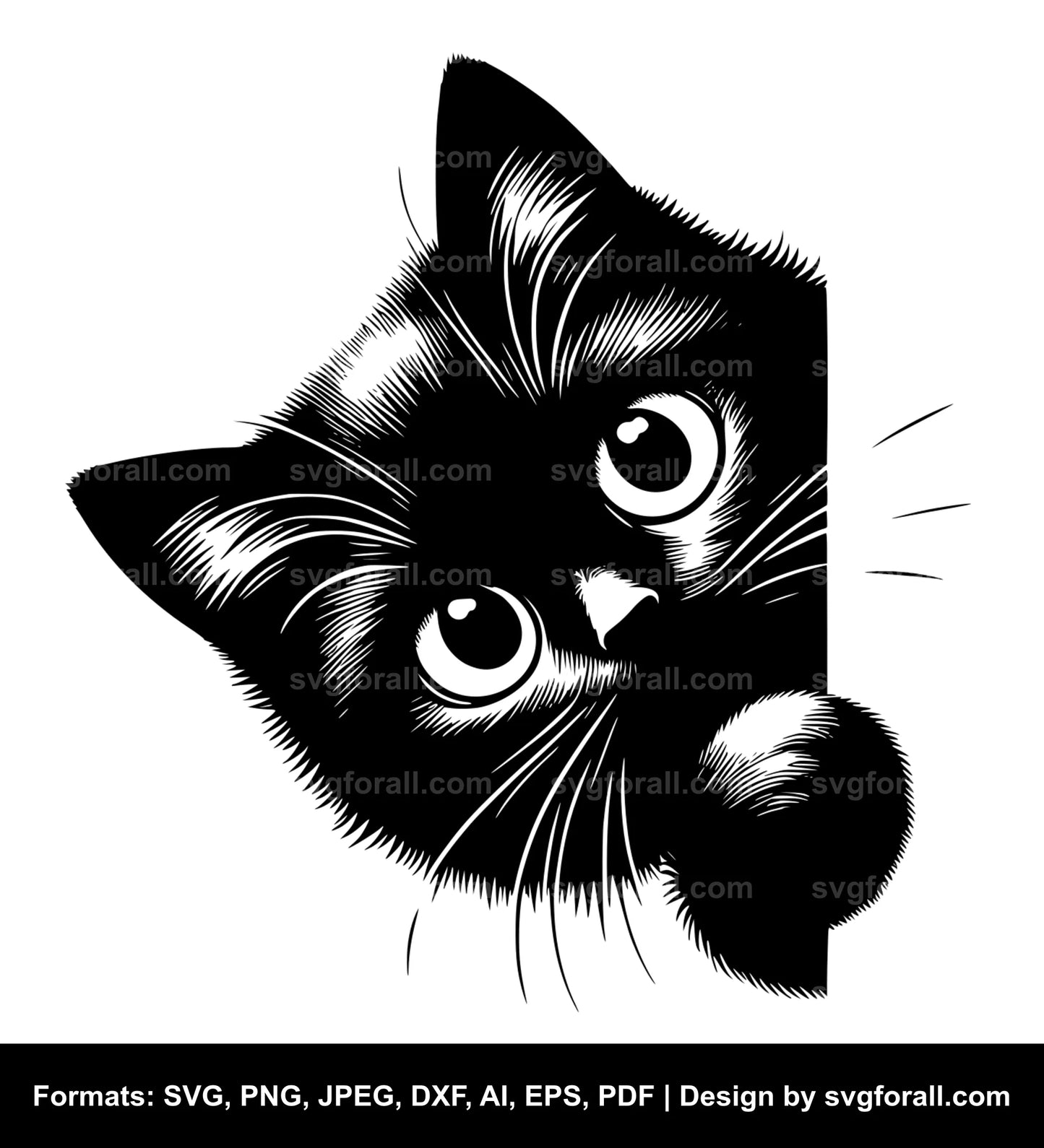 Peeking Cat Black SVG