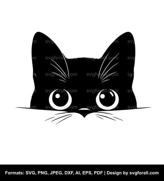 Peeking Cat Black SVG PNG