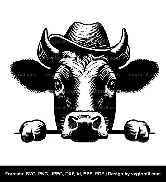 Peeking Cow SVG Vector