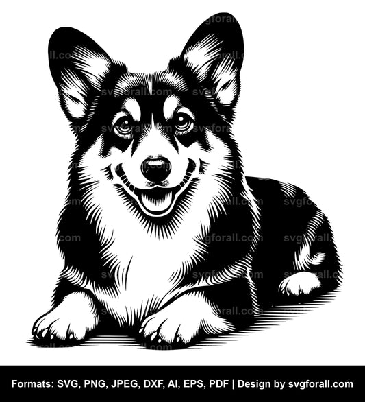 Pembroke Welsh Corgi Dog Black SVG