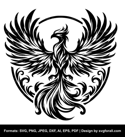 Phoenix Bird Black SVG