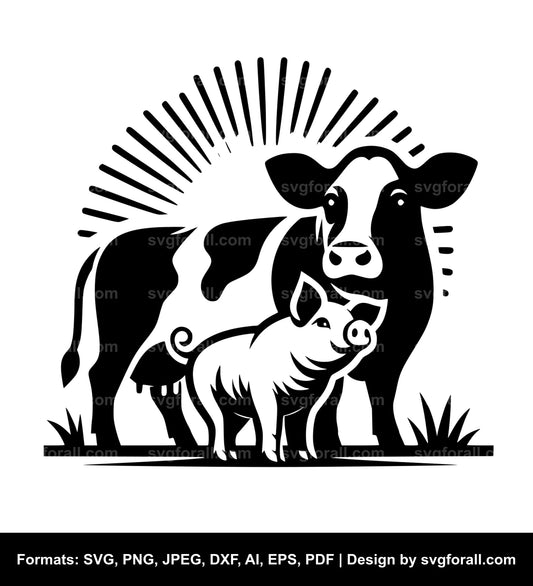 Pig With Cow SVG