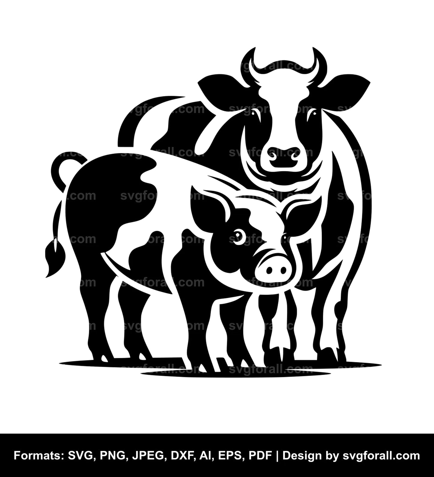 Pig With Cow SVG Clipart