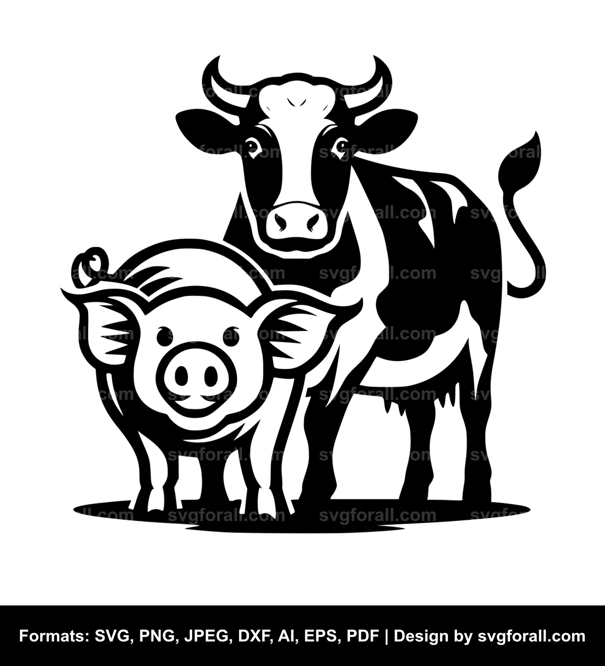 Pig With Cow SVG Design