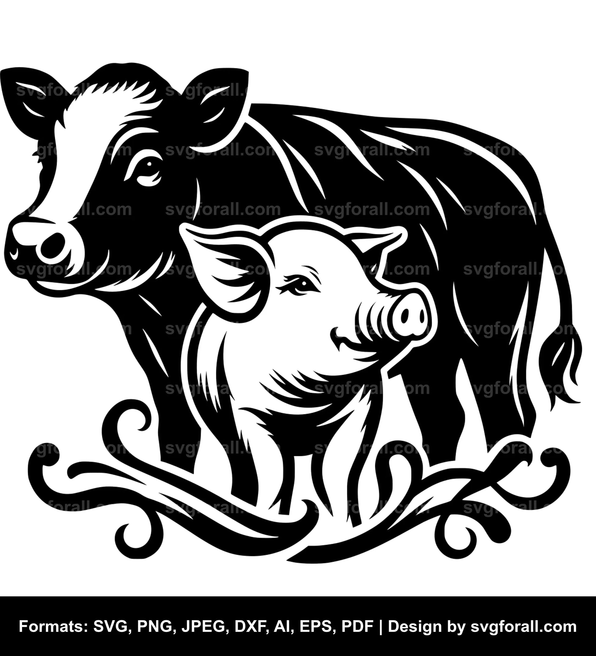 Pig With Cow SVG PNG