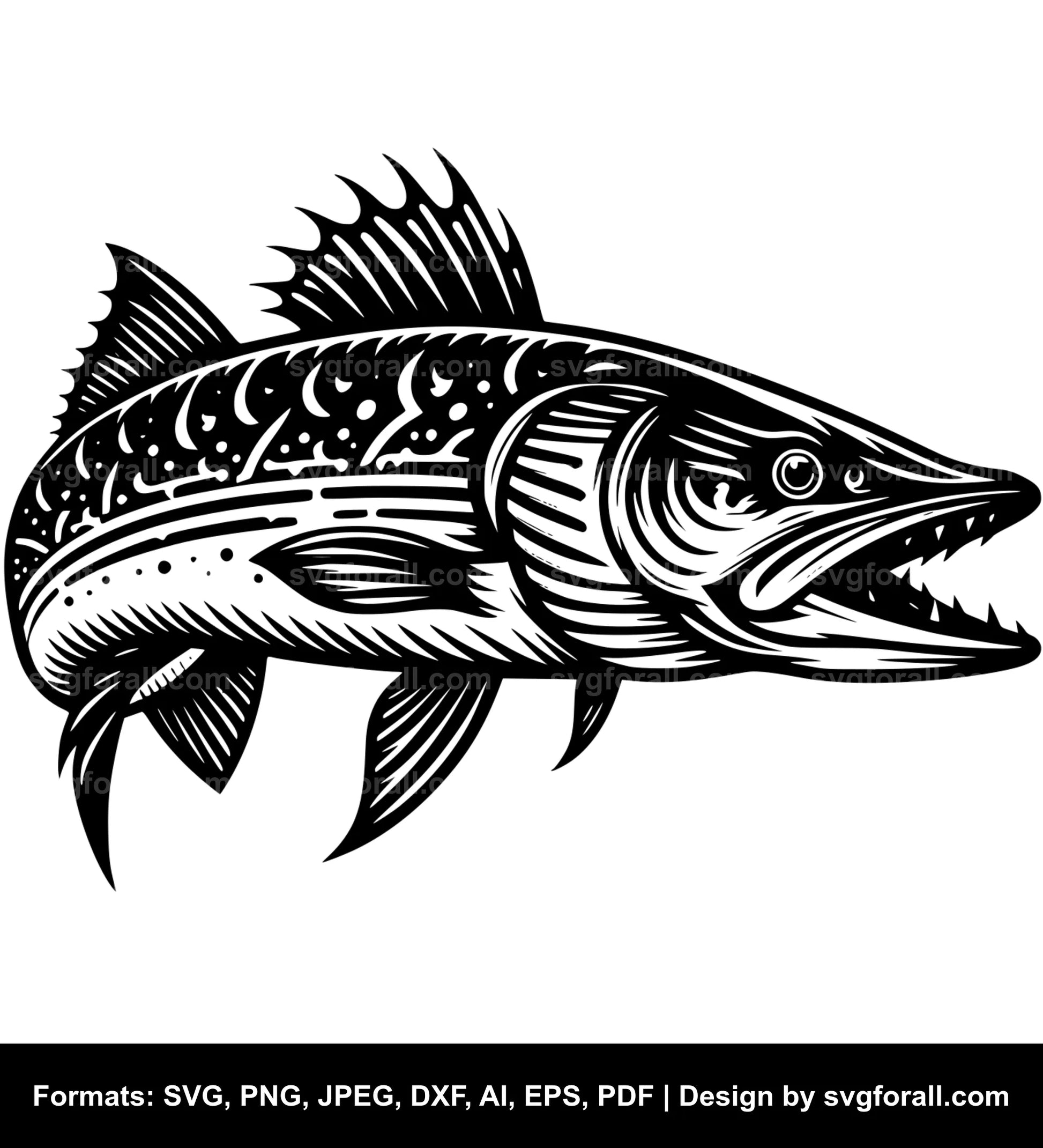 Pike Fish Black SVG