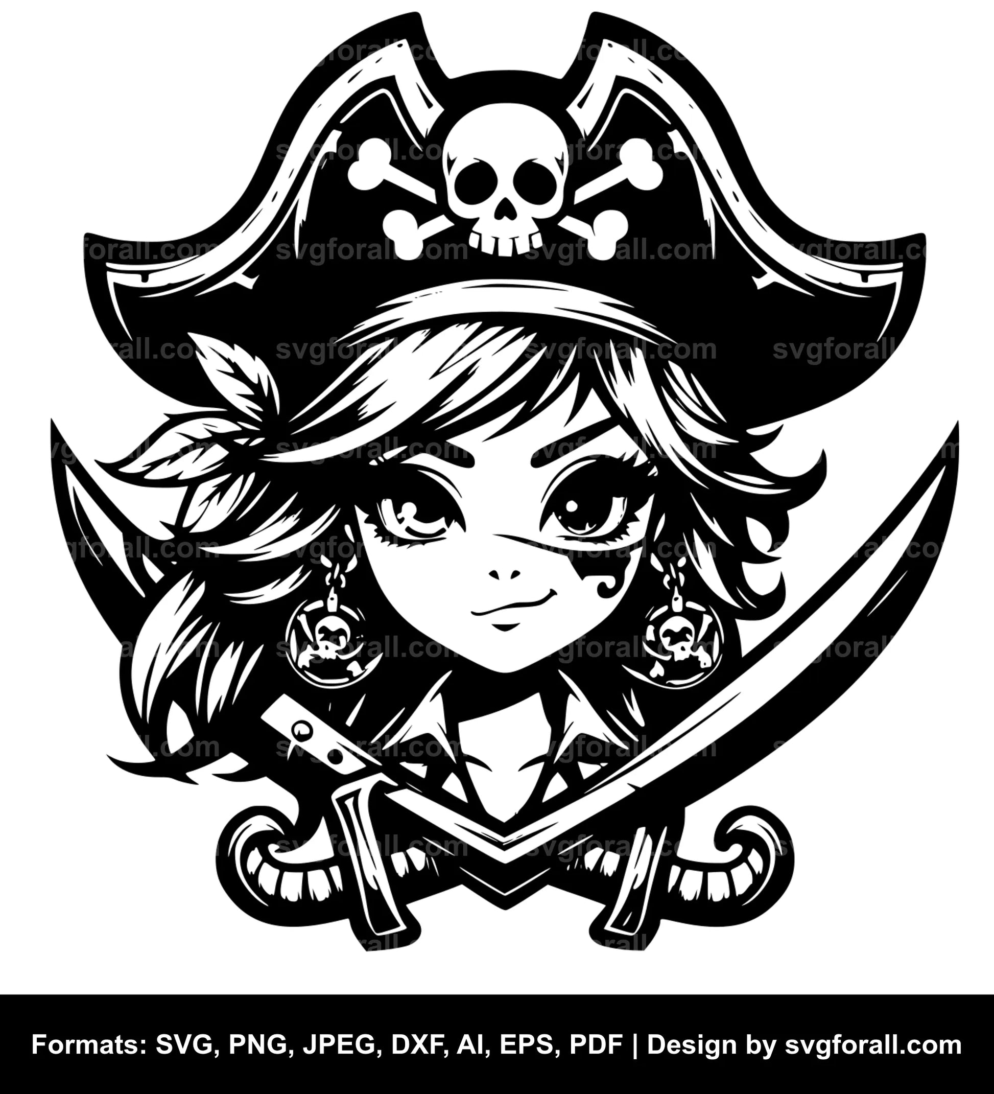 Pirate Girl SVG Vector