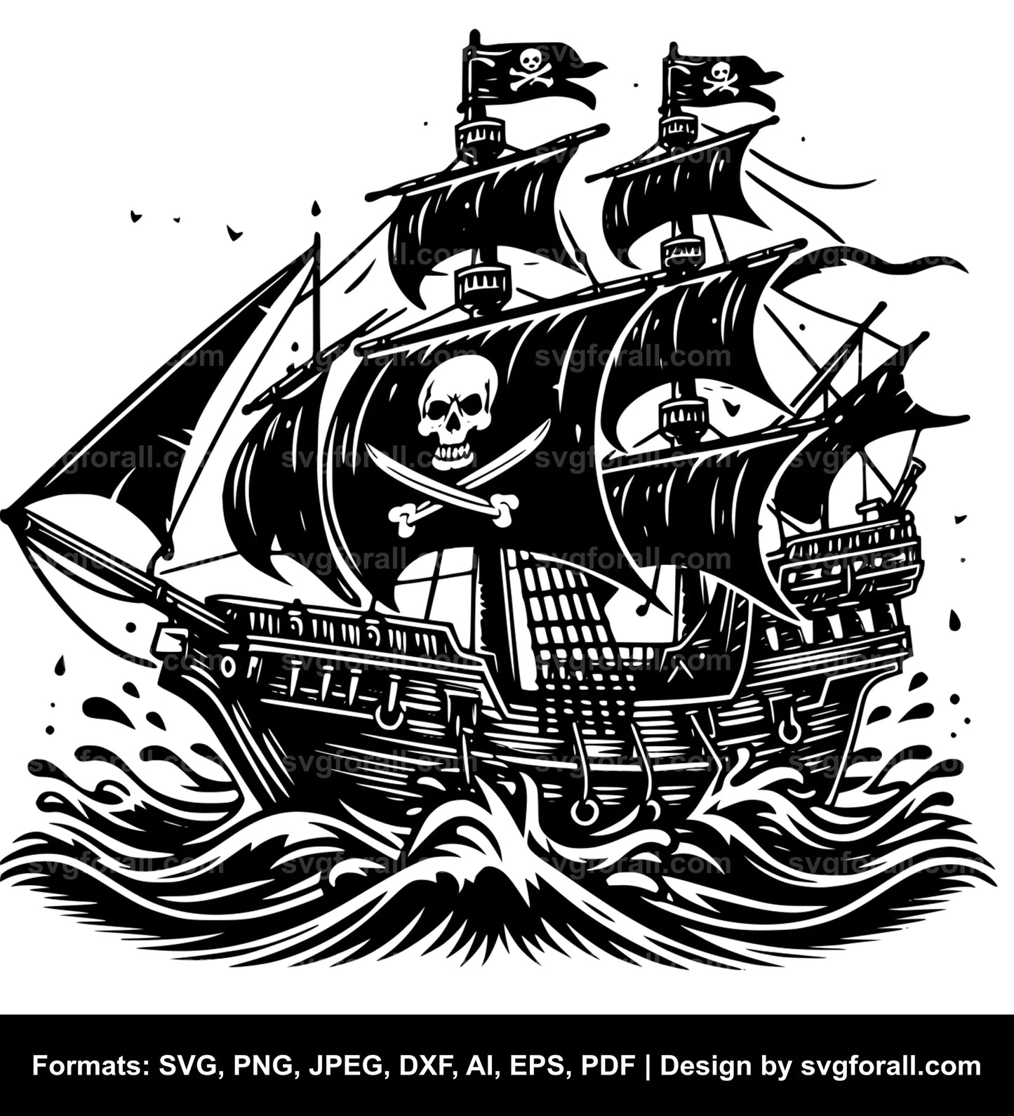 Pirate Ship Black SVG