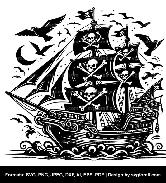 Pirate Ship Clipart SVG