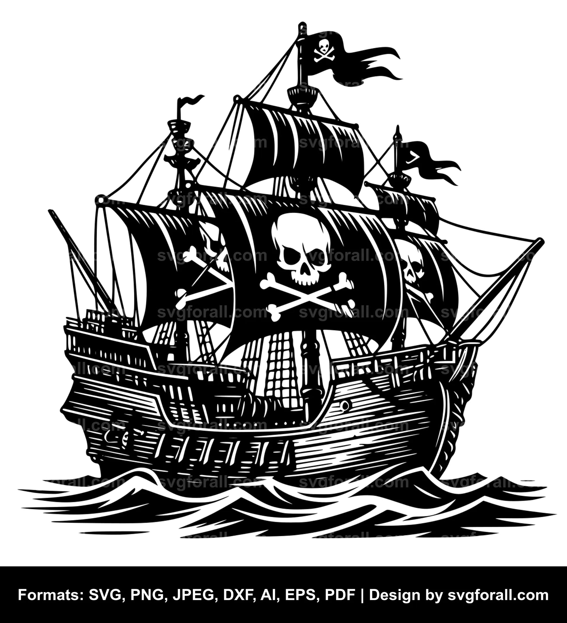 Pirate Ship Laser Cutting SVG