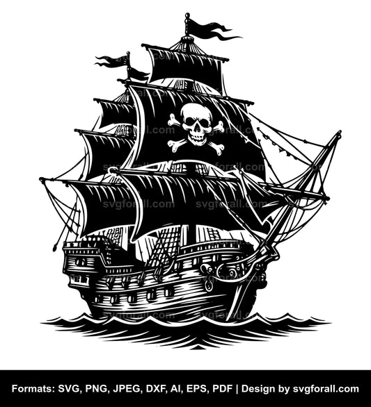 Pirate Ship SVG Illustration