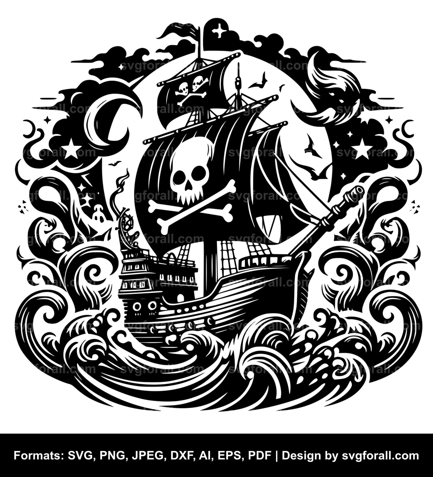 Pirate Ship SVG PNG Image