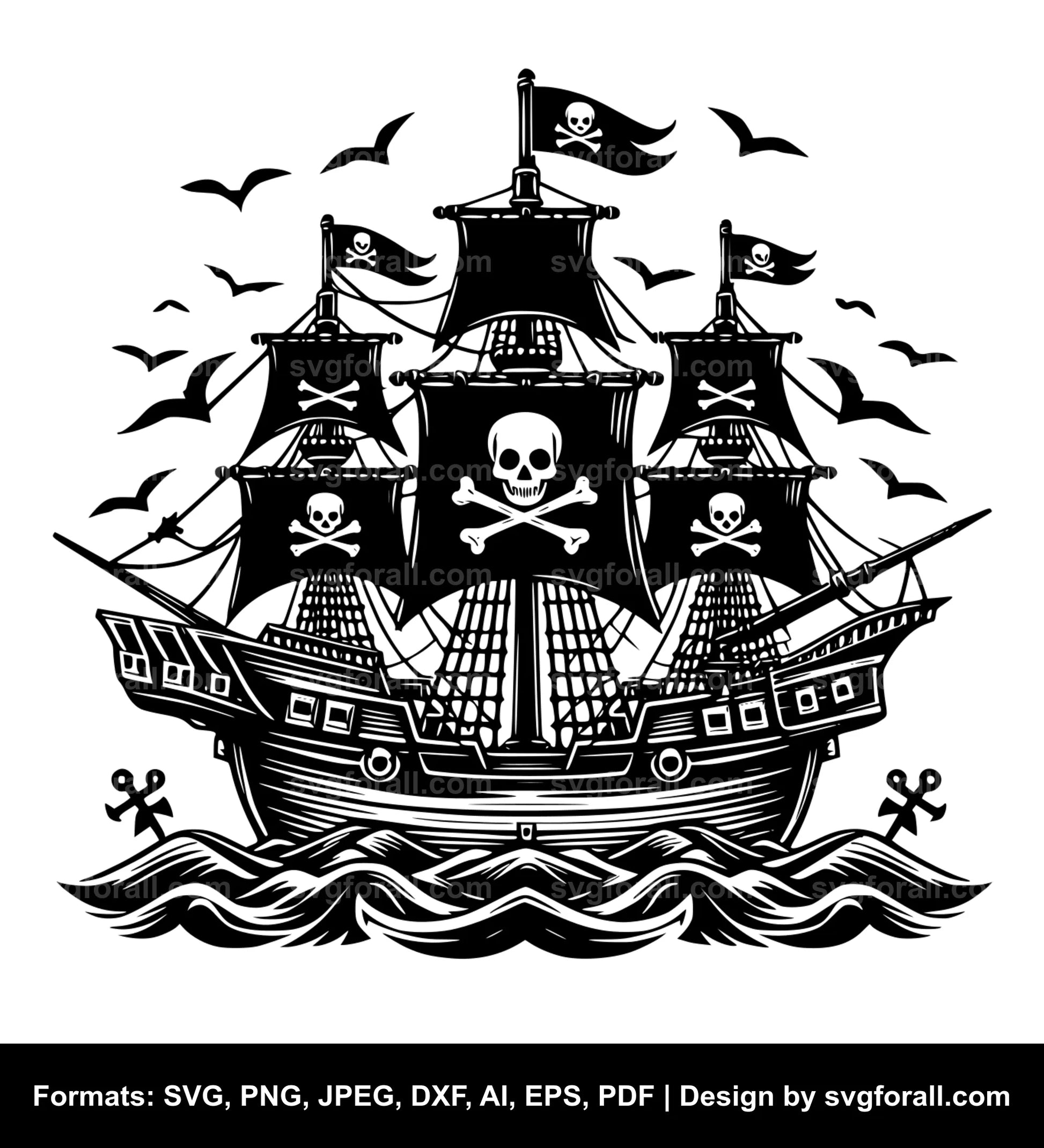 Pirate Ship SVG Vector Image