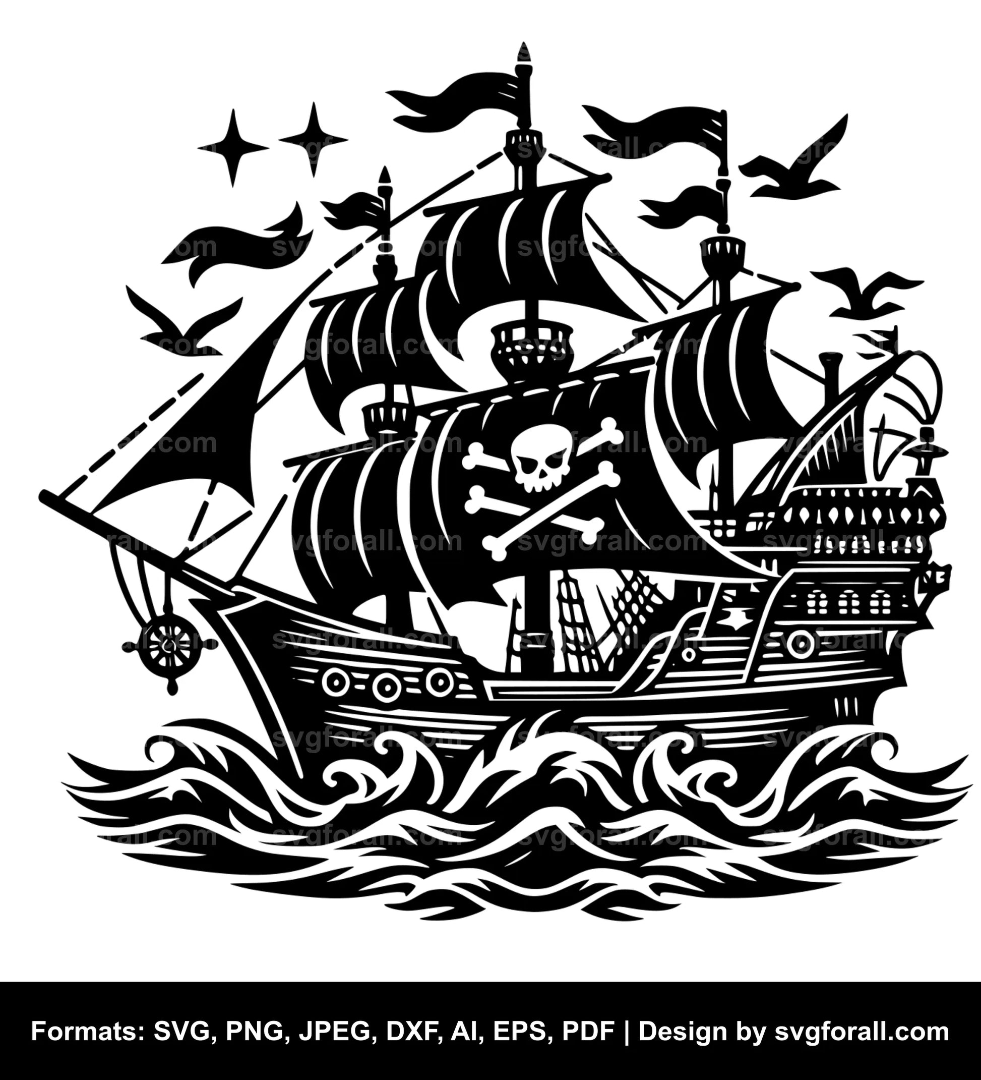 Pirate Ship Vector SVG