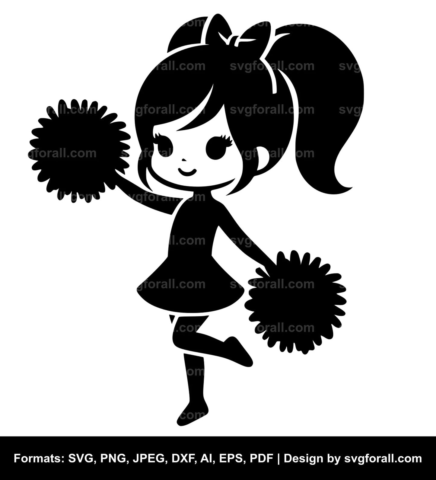 Pom Pom Girl Black SVG