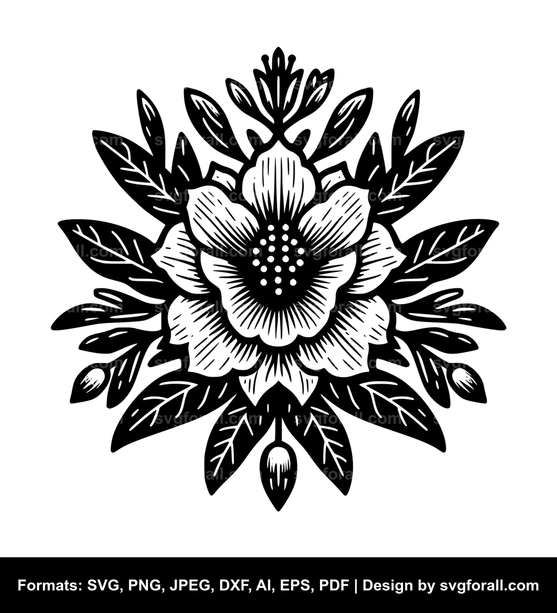 Pomegranate Flower Black SVG