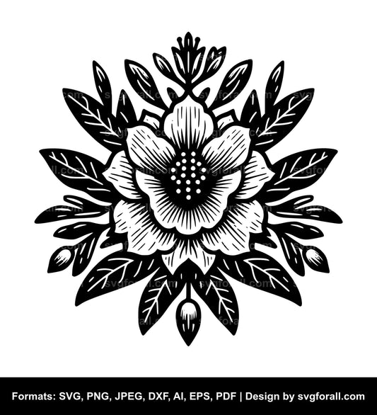 Pomegranate Flower Black SVG