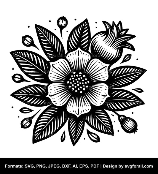 Pomegranate Flower Cricut SVG