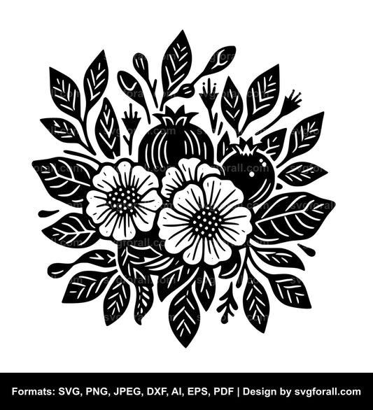 Pomegranate Flower SVG File