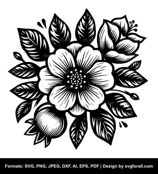 Pomegranate Flower SVG Vector