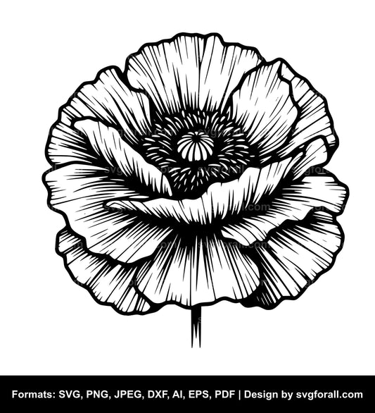 Poppy Flower Black SVG