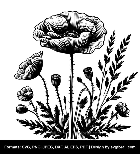 Poppy Flower SVG File