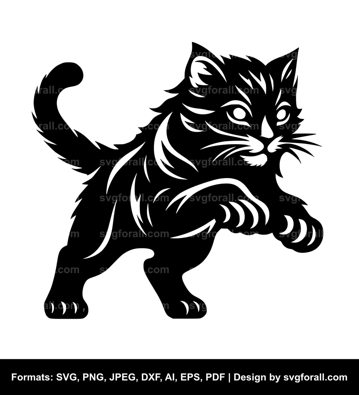 Pouncing Cat Black SVG