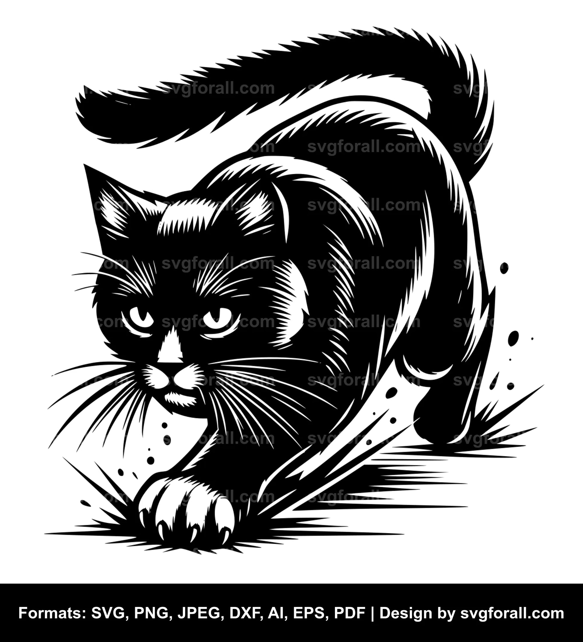 Pouncing Cat SVG Vector