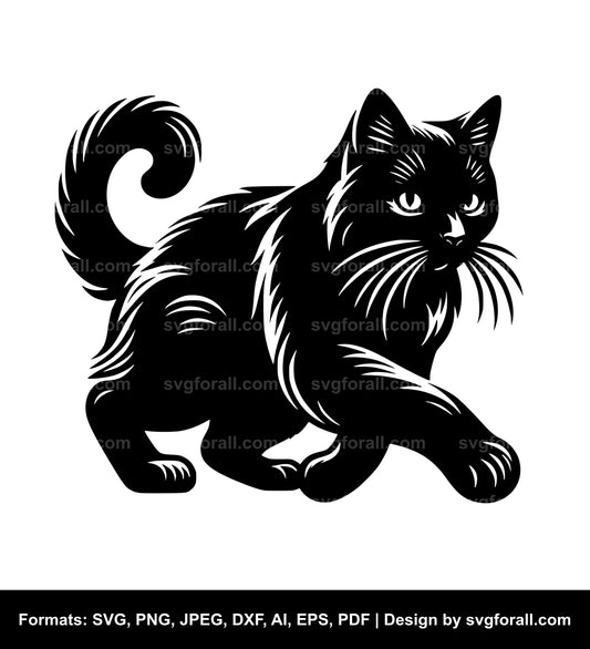 Pouncing Cat Vector SVG