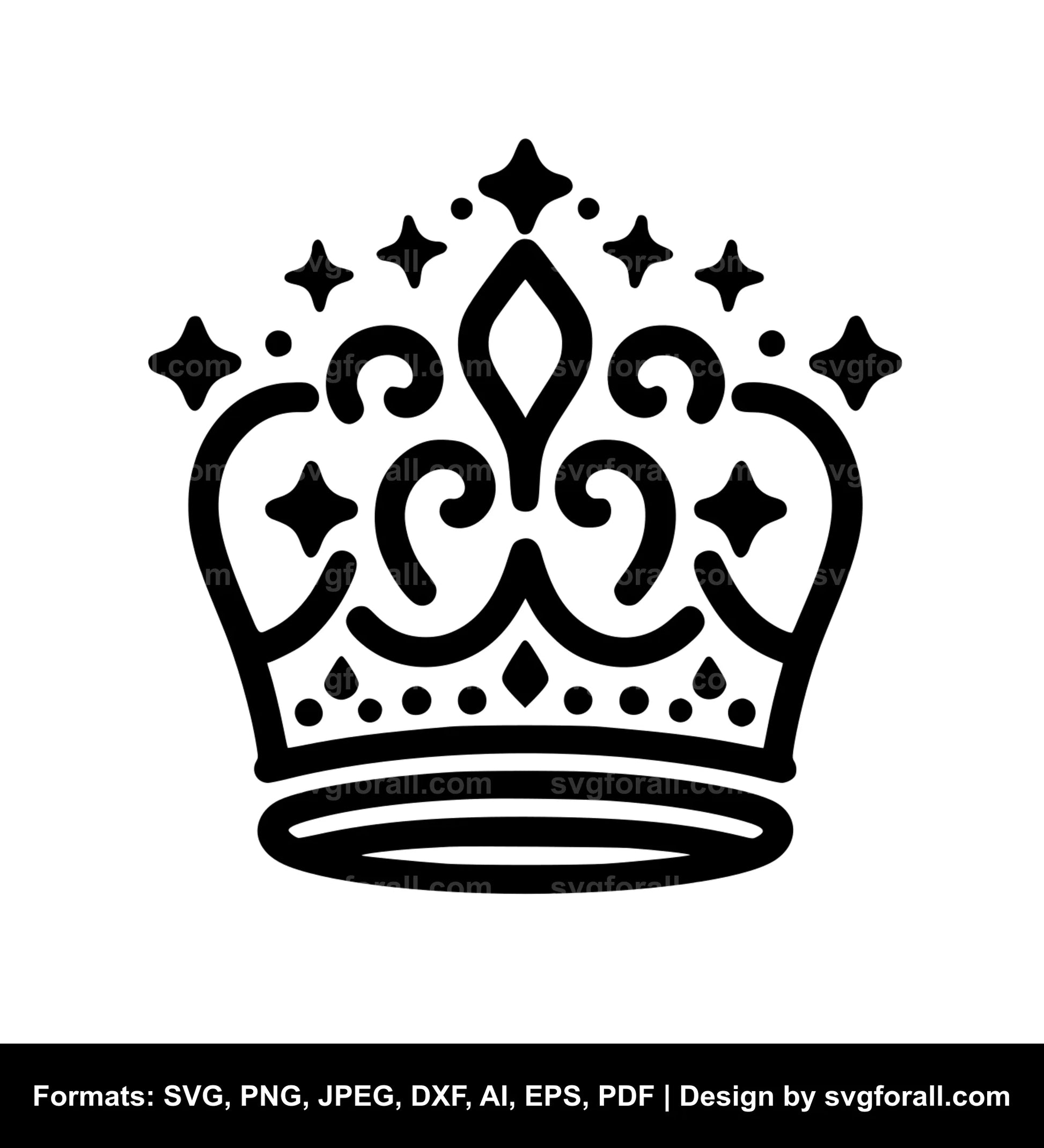 Princess Crown Black SVG