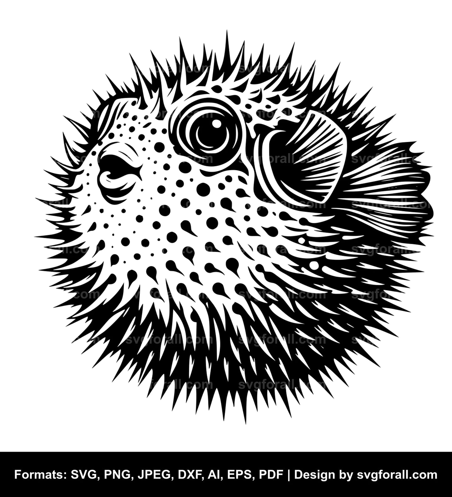 Puffer Fish Black SVG