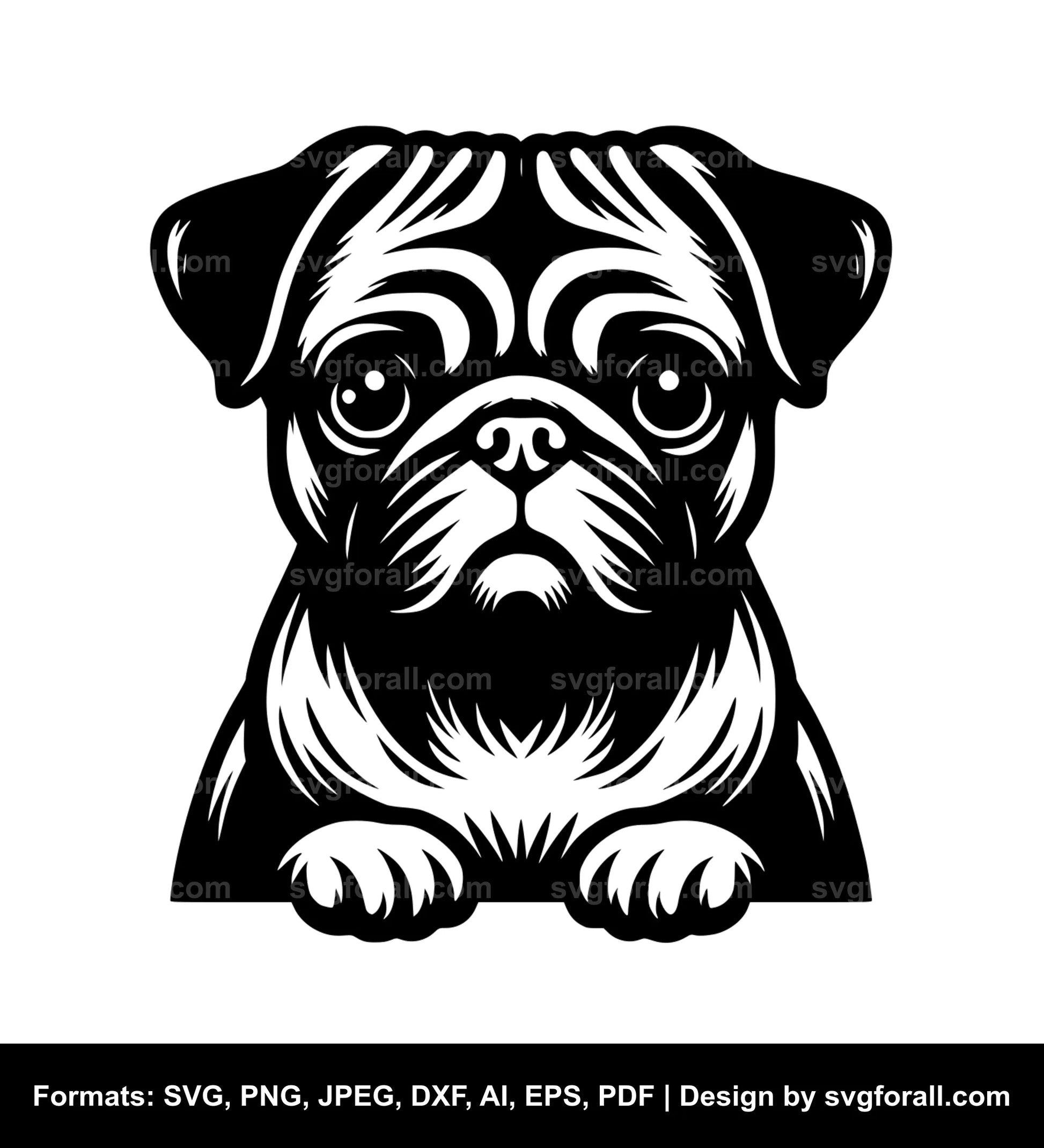 Pug Dog Black SVG