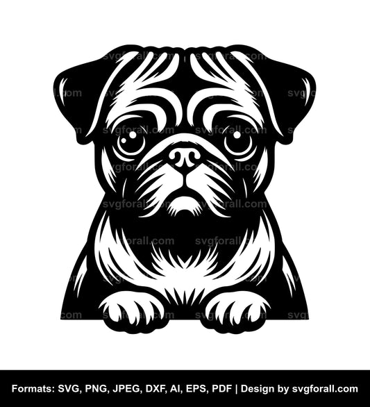 Pug Dog Black SVG