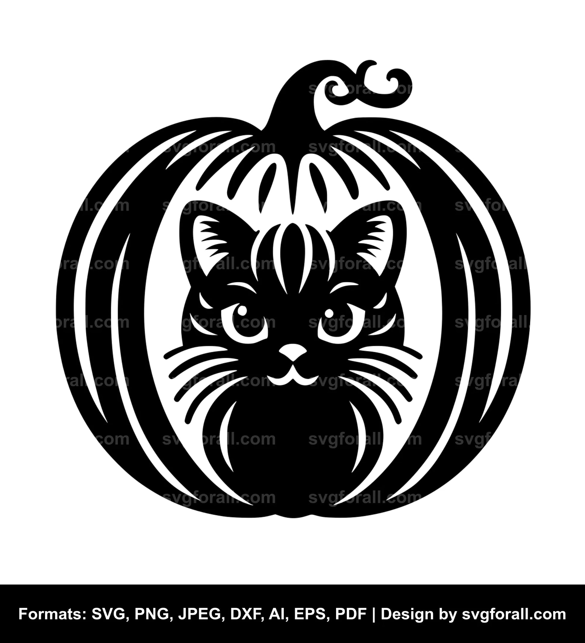 Pumpkin Cat Black SVG