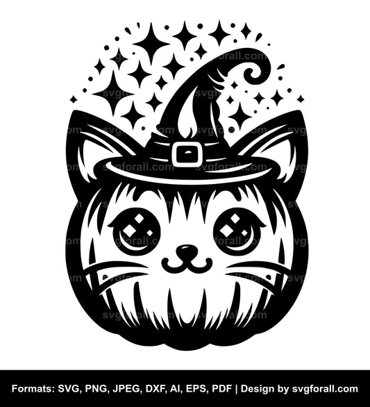 Pumpkin Cat Vector SVG