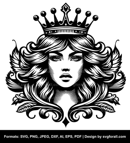 Queen With Crown SVG File