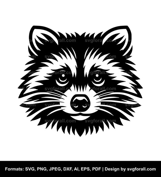 Raccoon Face Black SVG