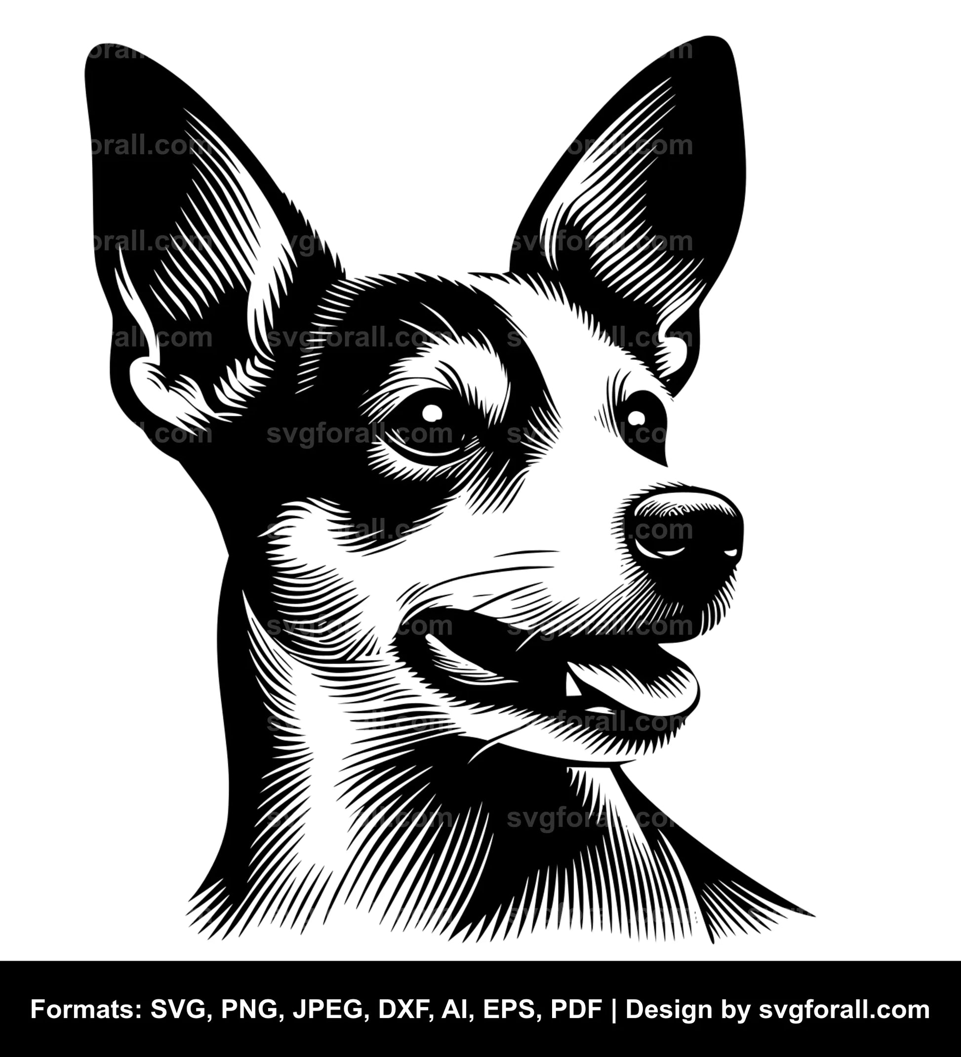 Rat Terrier Dog Black SVG