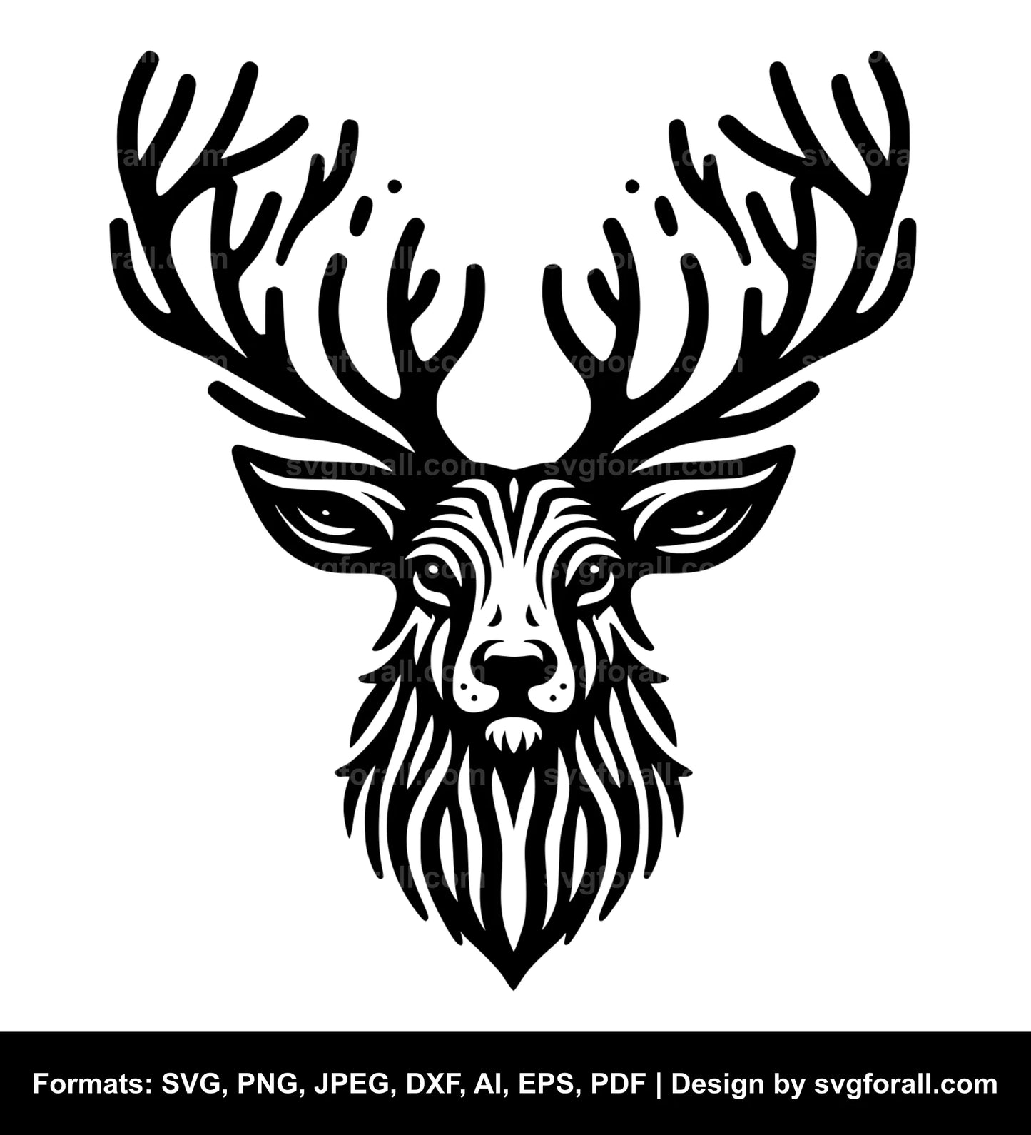 Reindeer Face Black SVG